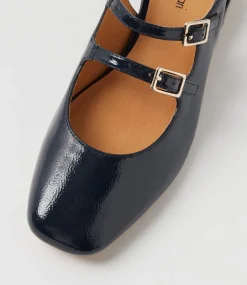 Women DIANA FERRARI Flats|Heels-Ishala Navy Patent Leather Heels