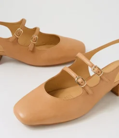 Women DIANA FERRARI Heels|Flats-Ishala Tan Leather Heels