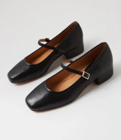 Women DIANA FERRARI Mary Janes|Heels-Islah Black Leather Mary Jane Heels