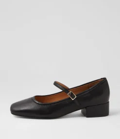 Women DIANA FERRARI Mary Janes|Heels-Islah Black Leather Mary Jane Heels