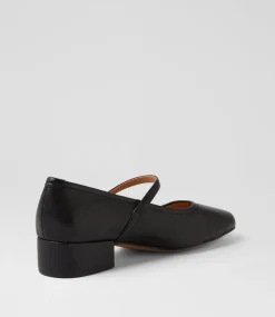 Women DIANA FERRARI Mary Janes|Heels-Islah Black Leather Mary Jane Heels