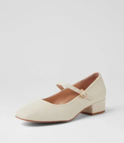 Women DIANA FERRARI Mary Janes|Heels-Islah Cream Leather Mary Jane Heels