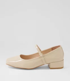 Women DIANA FERRARI Mary Janes|Flats-Islah Latte Patent Leather Mary Jane Heels