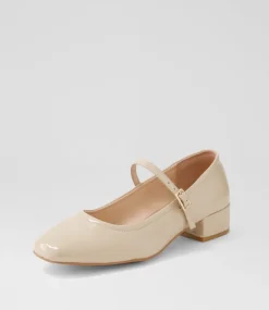 Women DIANA FERRARI Mary Janes|Flats-Islah Latte Patent Leather Mary Jane Heels