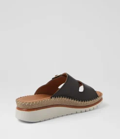 Women DIANA FERRARI Heels|Sandals-Isree Black Leather Sandals