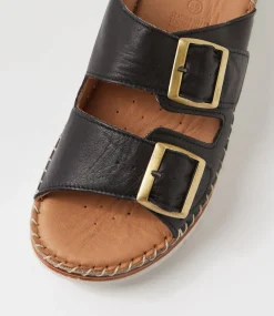 Women DIANA FERRARI Heels|Sandals-Isree Black Leather Sandals