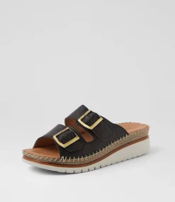 Women DIANA FERRARI Heels|Sandals-Isree Black Leather Sandals