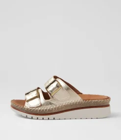 Women DIANA FERRARI Heels|Sandals-Isree Champagne Leather Sandals