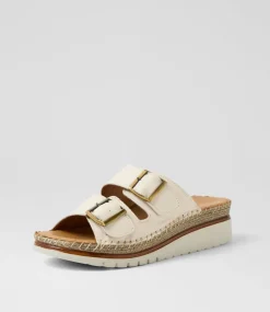 Women DIANA FERRARI Heels|Sandals-Isree Cream Leather Sandals