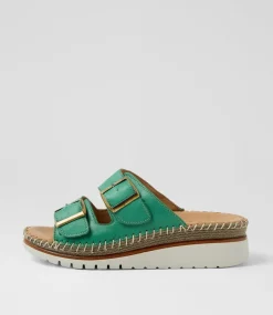 Women DIANA FERRARI Heels|Sandals-Isree Emerald Leather Sandals