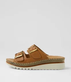 Women DIANA FERRARI Heels|Sandals-Isree Tan Leather Sandals