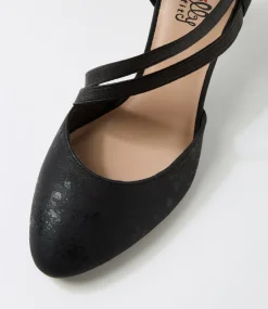 Women I LOVE BILLY Heels-Issen W Black Shimmer Fabric Heels