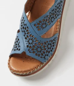 Women DIANA FERRARI Heels|Sandals-Issine Denim Leather Sandals