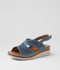 Women DIANA FERRARI Heels|Sandals-Issine Denim Leather Sandals