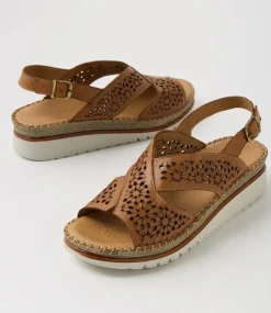 Women DIANA FERRARI Heels|Sandals-Issine Tan Leather Sandals