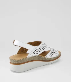 Women DIANA FERRARI Heels|Sandals-Issine White Leather Sandals