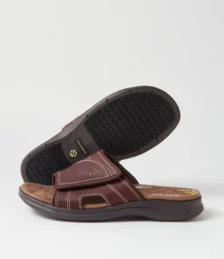 COLORADO Casuals|Sandals-Iver Dark Brown Tumble Leather Slides