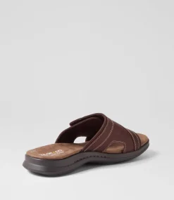 COLORADO Casuals|Sandals-Iver Dark Brown Tumble Leather Slides