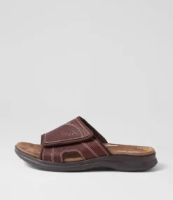COLORADO Casuals|Sandals-Iver Dark Brown Tumble Leather Slides