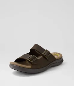 COLORADO Casuals|Sandals-Iza Brown Crazyhorse Leather Slides