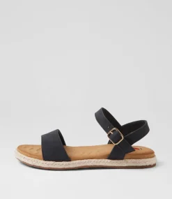 Women I LOVE BILLY Flats|Sandals-Jabiru Black Nubuck Pu Sandals