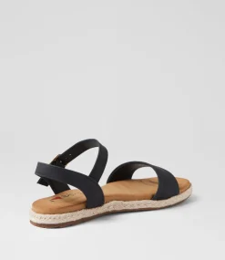 Women I LOVE BILLY Flats|Sandals-Jabiru Black Nubuck Pu Sandals