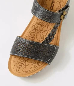 Women COLORADO Comfort|Wedges-Jade Black Leather Sandals