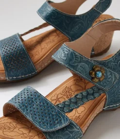 Women COLORADO Comfort|Wedges-Jade Navy Leather Sandals