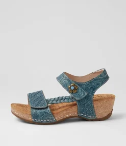 Women COLORADO Comfort|Wedges-Jade Navy Leather Sandals