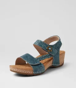 Women COLORADO Comfort|Wedges-Jade Navy Leather Sandals