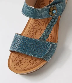 Women COLORADO Comfort|Wedges-Jade Navy Leather Sandals