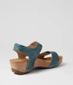 Women COLORADO Comfort|Wedges-Jade Navy Leather Sandals