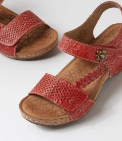 Women COLORADO Comfort|Wedges-Jade Red Leather Sandals