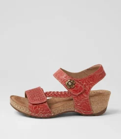 Women COLORADO Comfort|Wedges-Jade Red Leather Sandals