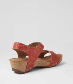 Women COLORADO Comfort|Wedges-Jade Red Leather Sandals