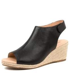 Women DIANA FERRARI Espadrilles|Wedges-JAMCIE BLACK LEATHER