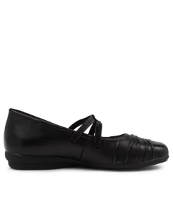 Women SUPERSOFT Flats|Comfort-Janda2 Black Leather Mary Janes