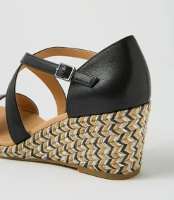 Women DIANA FERRARI Heels|Sandals-Jareem Black Multi Rope Leather Sandals