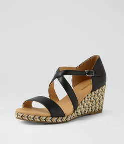 Women DIANA FERRARI Heels|Sandals-Jareem Black Multi Rope Leather Sandals