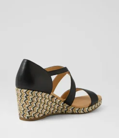 Women DIANA FERRARI Heels|Sandals-Jareem Black Multi Rope Leather Sandals