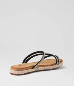 Women I LOVE BILLY Flats|Sandals-Jarson Black Jewels Sandals