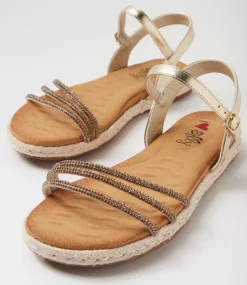Women I LOVE BILLY Flats|Sandals-Jarton Pale Gold Jewels Sandals