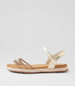 Women I LOVE BILLY Flats|Sandals-Jarton Pale Gold Jewels Sandals