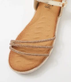 Women I LOVE BILLY Flats|Sandals-Jarton Pale Gold Jewels Sandals