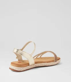 Women I LOVE BILLY Flats|Sandals-Jarton Pale Gold Jewels Sandals