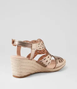 Women DIANA FERRARI Heels|Sandals-Javene Champagne Leather Sandals