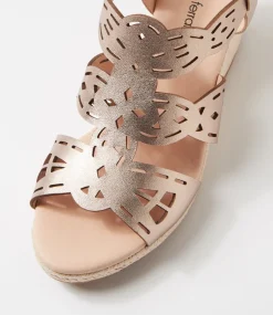 Women DIANA FERRARI Heels|Sandals-Javene Champagne Leather Sandals