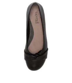 Women SUPERSOFT Comfort|Wedges-Jayde3 Black Leather Ballet Flats