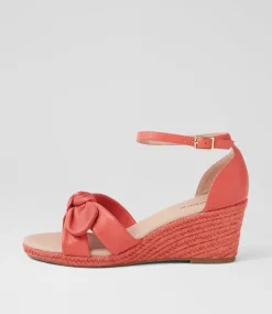 Women DIANA FERRARI Espadrilles|Wedges-Jennalea Coral Leather Sandals