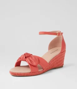 Women DIANA FERRARI Espadrilles|Wedges-Jennalea Coral Leather Sandals